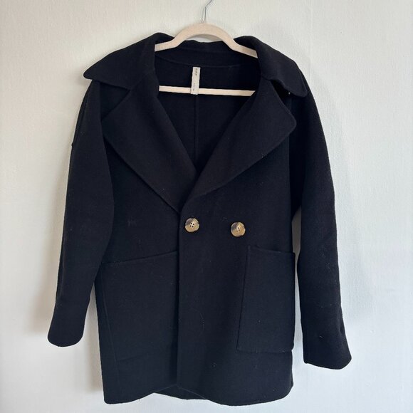 Black Wool Nap Loungewear Jacket - Picture 1 of 2